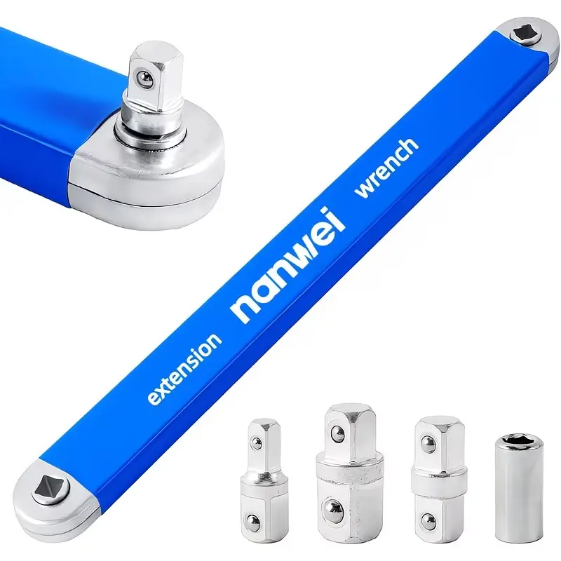 【sohochic】Nanwei Offset Extension Wrench, Impact Ready Wrench Extender, with 1/2", 1/4" and 3/8" Square Drive Adapters, Universal Extensions Wrench for Tight Place