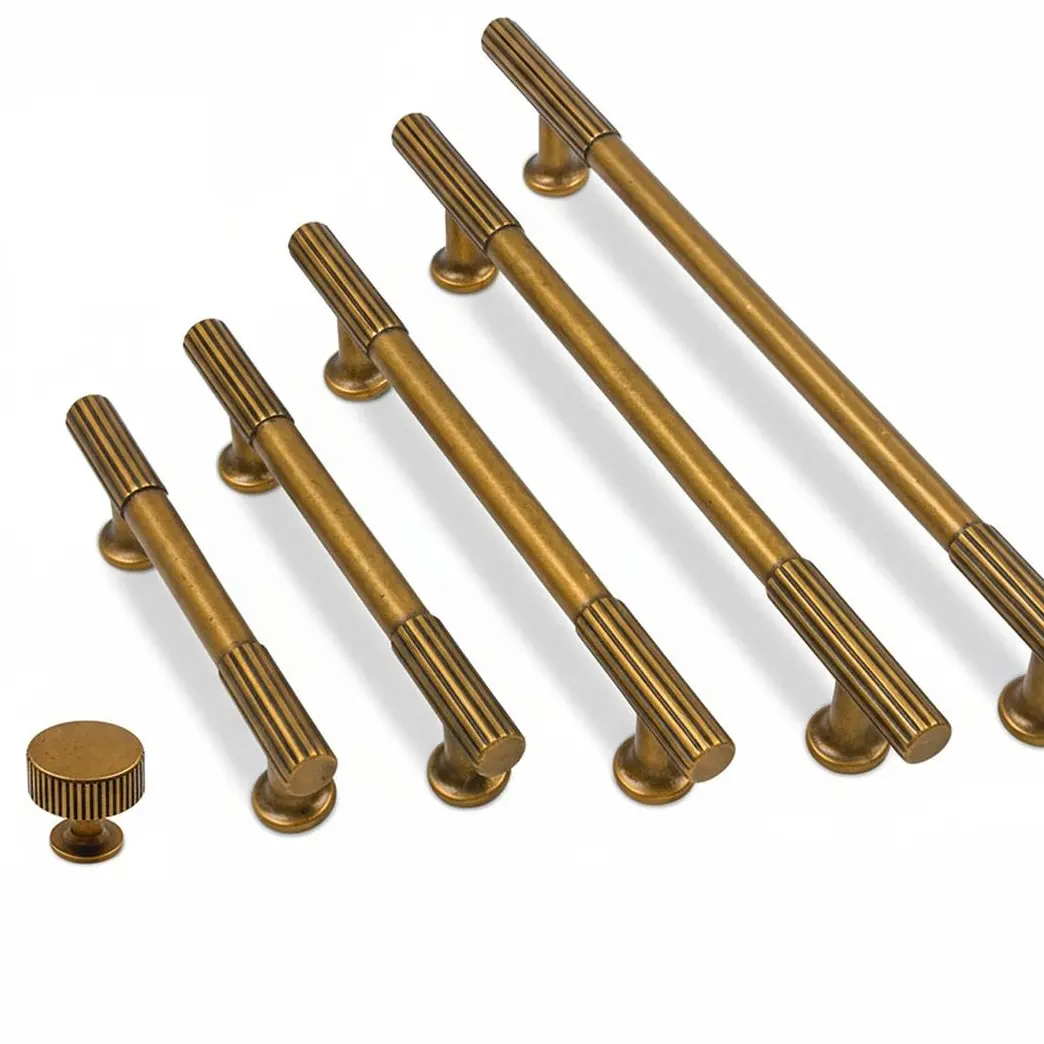 6-Pack Brushed Retro Antique Style Brass Cabinet Knobs - Single Hole Design Cabinet Handles, Durable Finish for Bedroom, Kitchen Handle Doorknobs