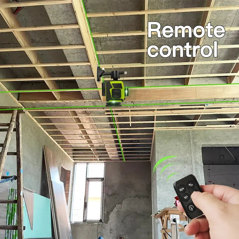 SEESE 12-Line Green Laser Level 3x360&deg; Self-Leveling Remote Control Dual Batteries Full Accessories for Tile Cabinet Home Improvement, Halloween gifts