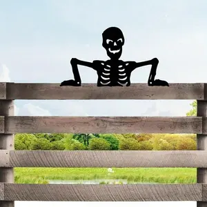 Gothic Metal Skull Decor - Vintage Halloween Outdoor Sculpture, Spooky Yard Art For Farmhouse Garden & Fence, Haunted Window Display, Scary Party Supplies For Halloween Haunted House | Halloween Decor Outdoor, Gothic Home Decor, Metal Wall Art, Unique Gi