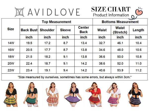 Dealsforyoudays - Avidlove Plus Size Lingerie Set for Women School Girl Costumes Cosplay Lingerie with Mini Skirt