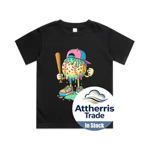 Baseball Drip for Boys Ice Cream Drip Baseball Sport Cotton T-shirt, Graphic Print Round Neck Short Sleeve Casual Tee for Boys Girls