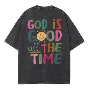 Vintage God Is Good All The Time T-Shirt - Retro Washed Tee for Men & Women, Comfortable Casual Short Sleeve Crewneck Top for Daily Summer Wear