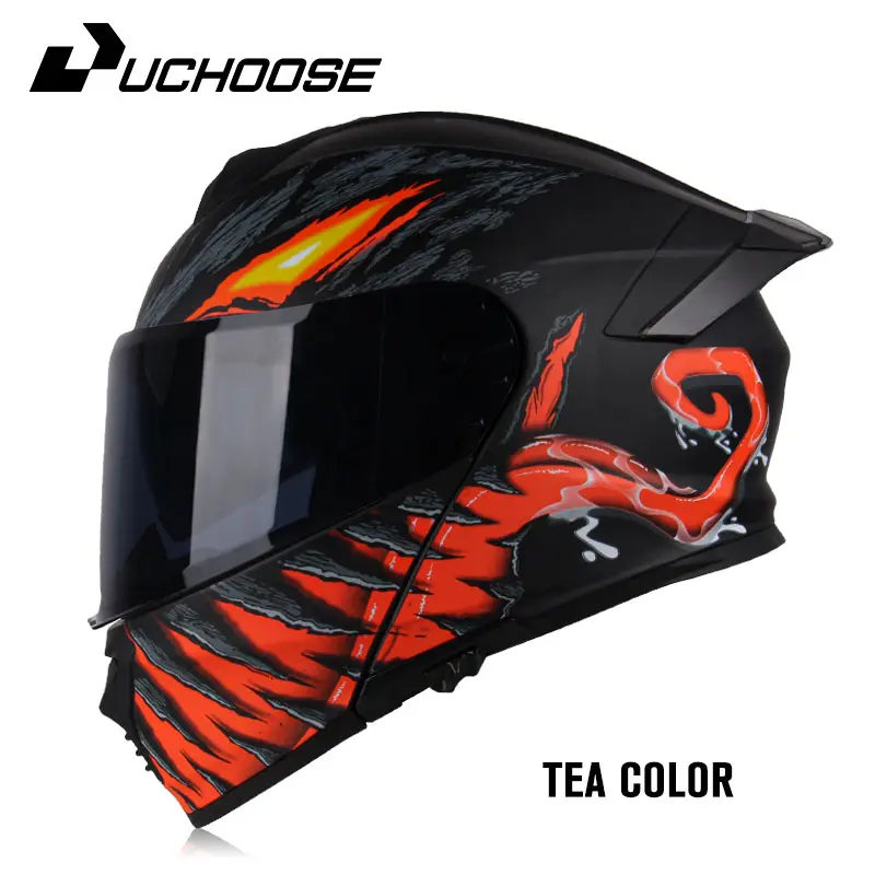Model 900 Full Face Motorcycle Facelift Helmet - Adjustable Chin, Dual-Lens Motorcycle Helmet Visor, Large Tail Wing Compatible with Bluetooth Headphones, Unisex, Ideal Gift for Boyfriends, Full Face Helmet