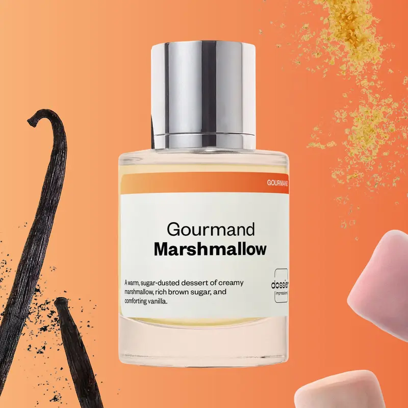 Gourmand Marshmallow, Dossier, 50ml, Eau de Parfum, women's perfume, Marshmallow, Brown Sugar, Vanilla, Coconut