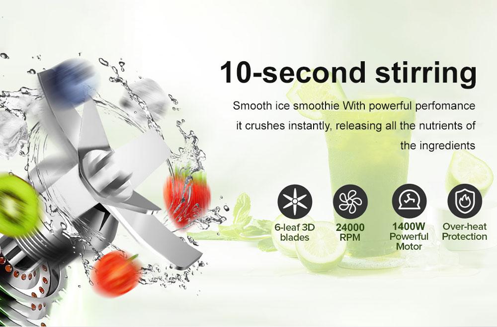 Food Processor Professional Blender, Max.2400W/1000W Blender And Grinder Combo 24000RPM Powerful Blenders Kitchen, 2 Containers Countertop Blenders Ice, Grinding, Milk Shake, Ice Slushie, Juice, Shake