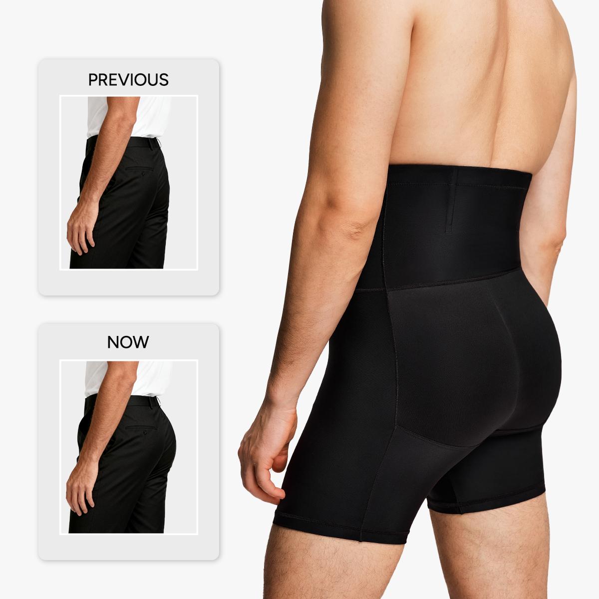 Nebility Men’s 3D Butt Lift High-Waist Shapewear Boxer Briefs, with Built-In One-Piece Fixed Hip Pad, High Waist Seamless Compression Underwear, Breathable Stretch Fabric for Tummy Control, Daily Support & Moisture-Wicking