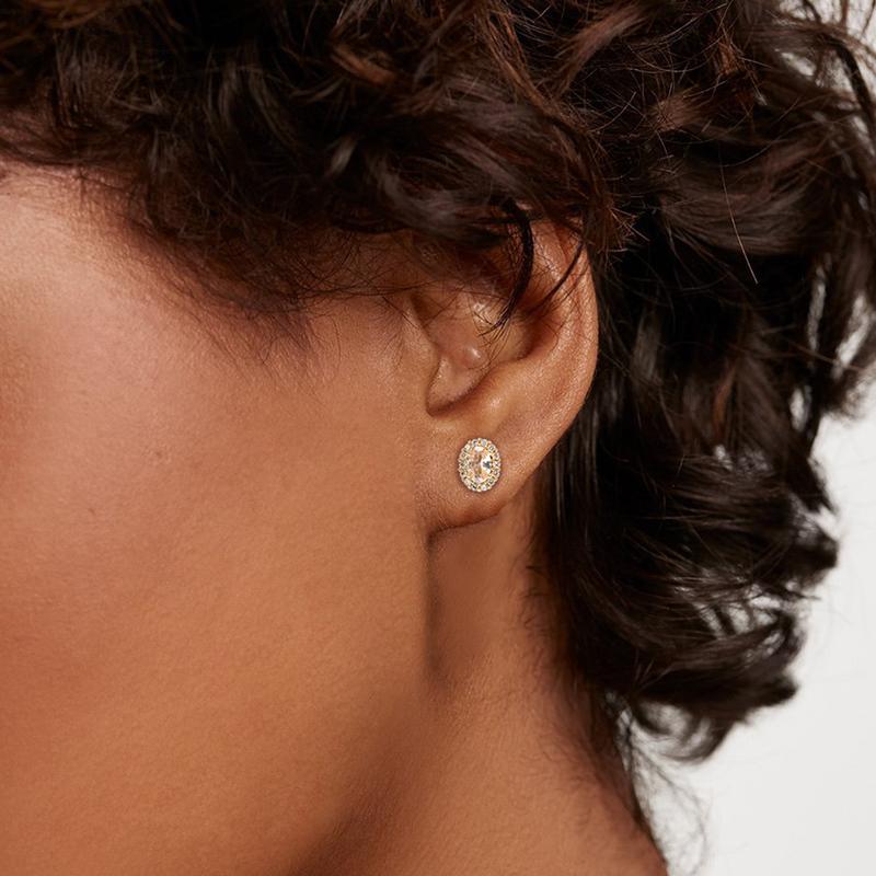 MEIITRUE Elegant  Birthstone Stud Earrings for Women, 14K Gold Plated Cubic Zirconia Earrings, Birthday Jewelry Gift for Girls