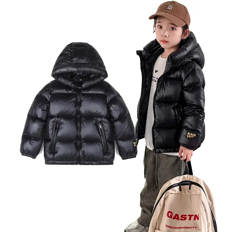 Kids' Warm Cotton Jacket with Hat, Thick Clothes Kids for Autumn-Winter, Warm Jacket, Outerwear Coats, Polyester, Long Sleeve, V-Neck, Thick Warmth, Pull-On, Machine Washable