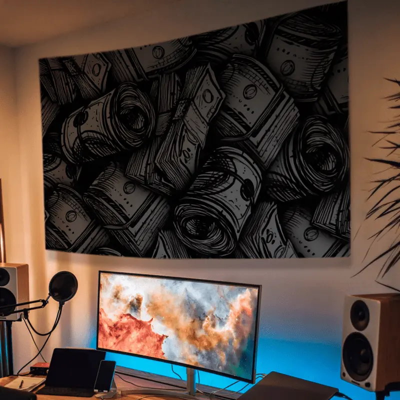 Darkness Money Print Linen Tapestry - Aesthetic Lightweight Cotton Wall Hanging Decor for Man Cave, Home Party, Festival Gifts