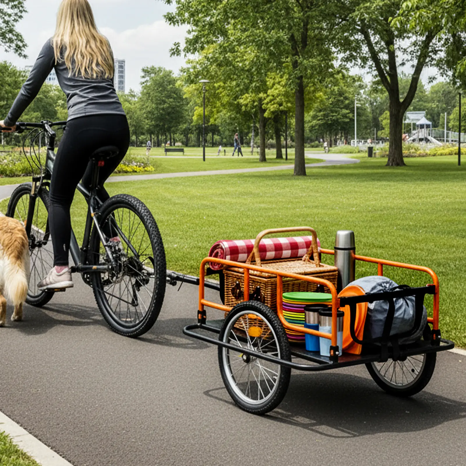 Sekam Heavy-Duty Bike Cargo Trailer - Collapsible Folding Wagon with Universal Hitch, 198 lbs Load Capacity for Cycling, Groceries, Outdoor Cargo Carrier