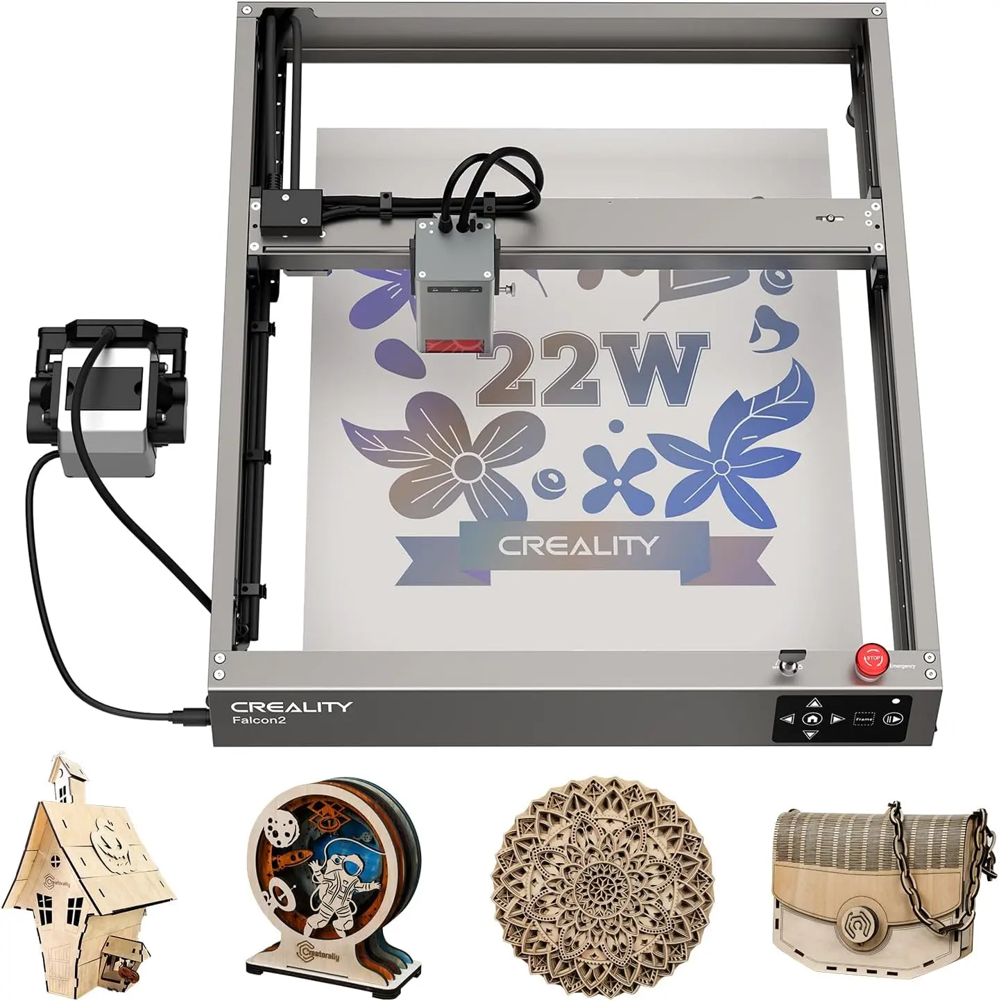 Creality Falcon2 22W Laser Engraver and Cutter - High-Precision Cutting, Intuitive Control Panel, Flexible Customization, Durable Cutter Head, No Compromise on Performance (for Computers & Office Equipment Use)