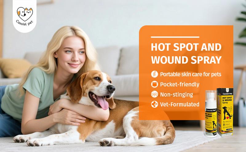 Cassiel Pet HOT SPOT&WOUND Spray,Pet Skin Sprays for Dogs&Cats-Nature Soothing Spray for Clean and Soft Skin,Reduces Itchy Scratching,Packaging upgrade