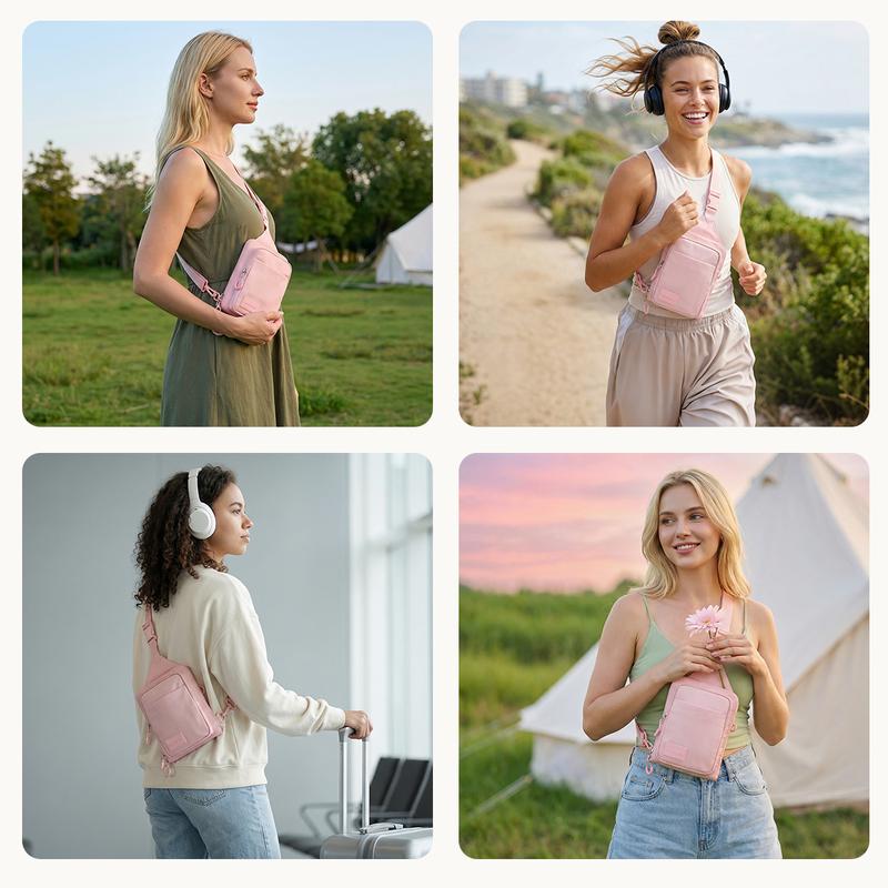 WARMDEER Nylon Sling Bag with Water Bottle Pocket & RFID Protection, Anti-Theft Crossbody Backpack for Travel, Lightweight Everyday Chest Bag for Women & Men