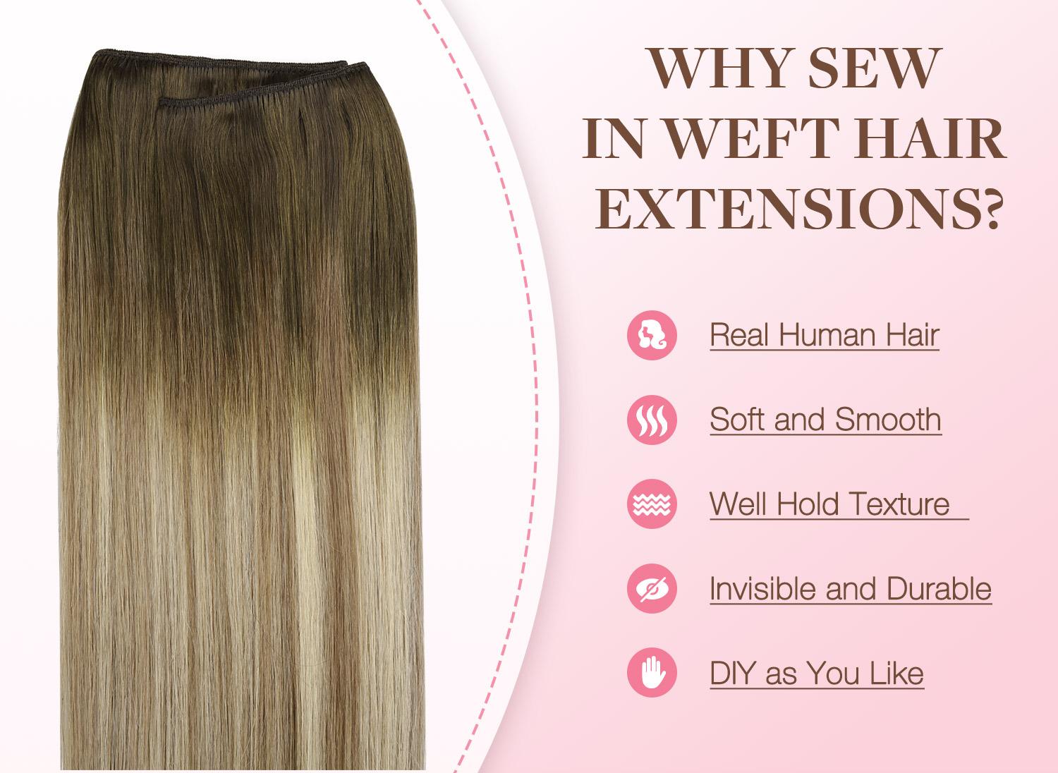 GOO GOO Sew In Weft Hair Extensions Real Human Hair Weft Extensions  Natural Straight Wefts Multiple Wearing Ways 10+ Color Choices Best Weft Extensions#SpringStatements
