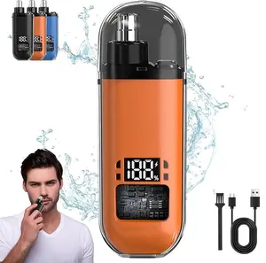 Ear and Nose Trimmer for Men Women, Portable Electric Nose Hair Trimmer Clippers for Travel, Digital Display, Cordless Rechargeable