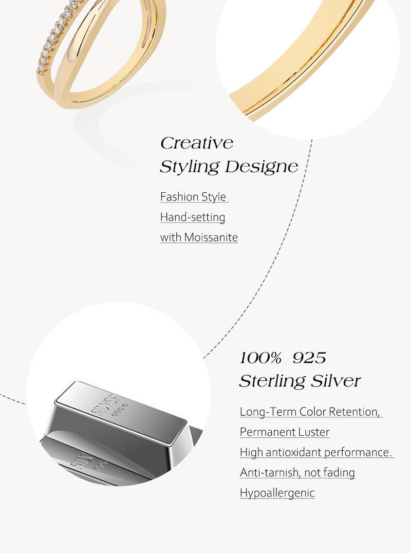 ATTAGEMS Round Cut 2mm D Color Lab-Created Moissanite Ring  925 Sterling Sliver Eternity Band Wedding Engagement Rings for Women Unique Jewelry Gift R287