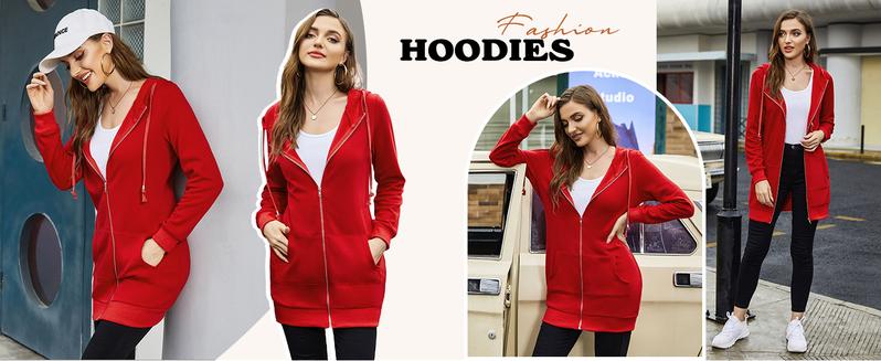 comfyclothing Womens Zip Up Hoodies Long Sleeve Fall Hooded Lightweight Tunic Sweatshirt Oversize Fleece Jacket With Pockets Womenswear Coat 2025  hoodie jumper zip sweatshirt