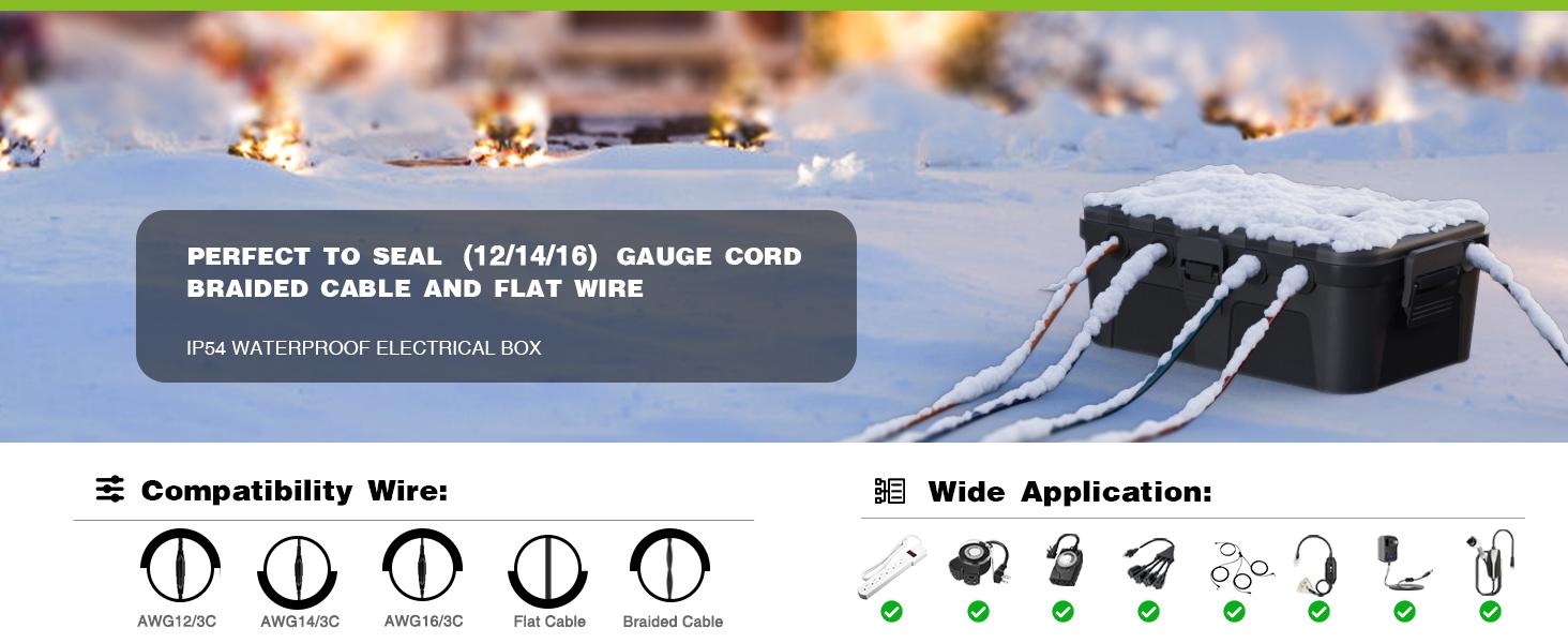 Flemoon 2-Piece Outdoor Waterproof Electrical Box Set – 12.5" x 8.5" x 5" Large & 8.1" x 4.9" x 3.1" Small Weatherproof Electrical Boxes for Power Strips, Outlets, Holiday String Lights