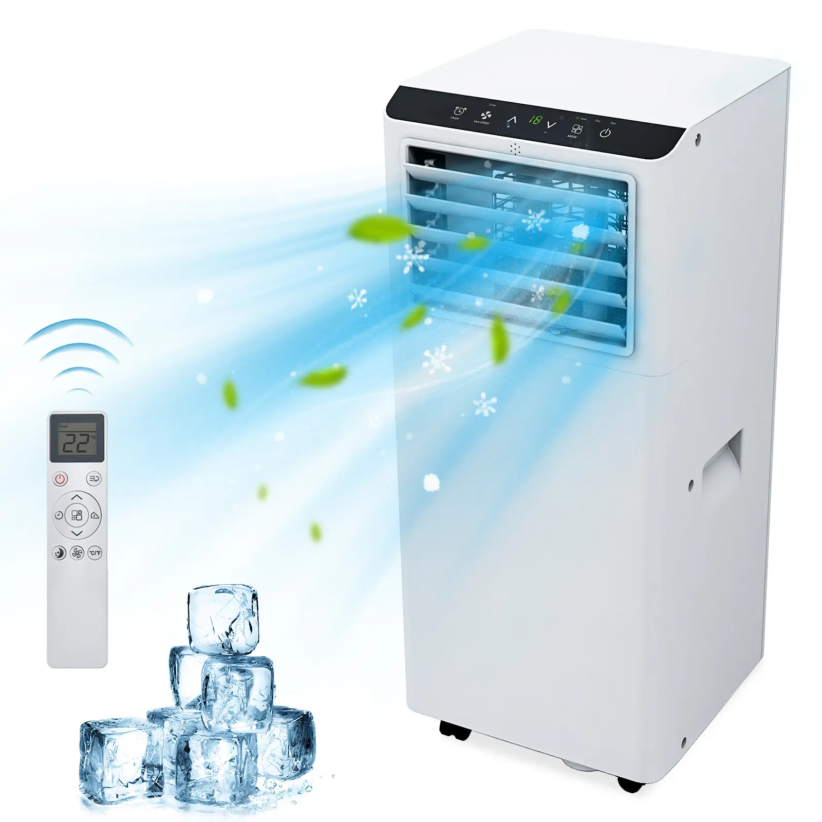 【Garvee】 Versatile 4-in-1 Cooling Solution - 14K/12K/10K/8K BTU Portable Air Conditioner with Dehumidifier & Fan - Fast Cooling, Quiet, 4-Way Swing, Remote, LED Display, 24H Timer, 360° Wheels, Window Kit