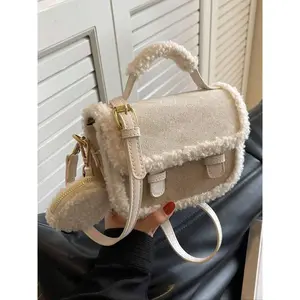 25 Fall&Winter Women's fluffysuede handbag, casual versatile solid colorshoulder bag with coin purse, fashionable andhigh-quality daily commuter bag,fashion bag,Casual Trendy Bag, Casual Handbag Satchel