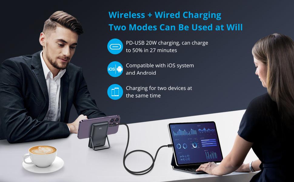 GARVEE Wireless Portable Charger: 10000mAh Magnetic Power Bank with PD 20W Fast Charging, LED Display & Foldable Stand, Compatible with iPhone 13 & 12 Series - Pro Max/Pro/Mini