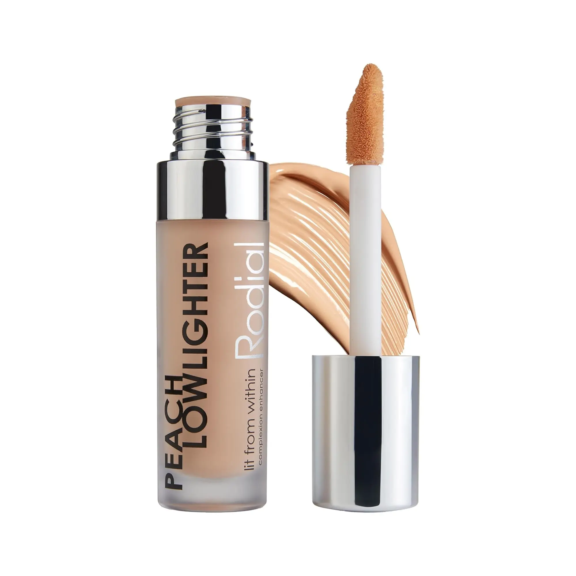 Rodial Peach Lowlighter, Peach Undertone Color Corrector for Deep Skin Tones, Hydrating Under Eye Brightener with Hyaluronic Acid & Caffeine to Reduce Puffiness, Cera Alba (Beeswax), Dewy, Blend, Radiance, Concealer, Moisturize, Under Eyes, Powder, Brush,