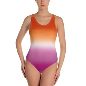 Lesbian Pride Ombre Open-back Swimsuit