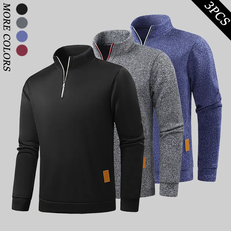 Men's Spring/Fall Long-Sleeve Fitted Half-Zip Male Sweatshirt - Breathable, Comfortable, Skin-Friendly Top with Adjustable Front, Ideal for Outdoor Hikes, Gym Workouts, Casual Wear, Essential for Men's Wardrobe, Half Zip Sweatshirt, Adjustable Half-Zip Fr
