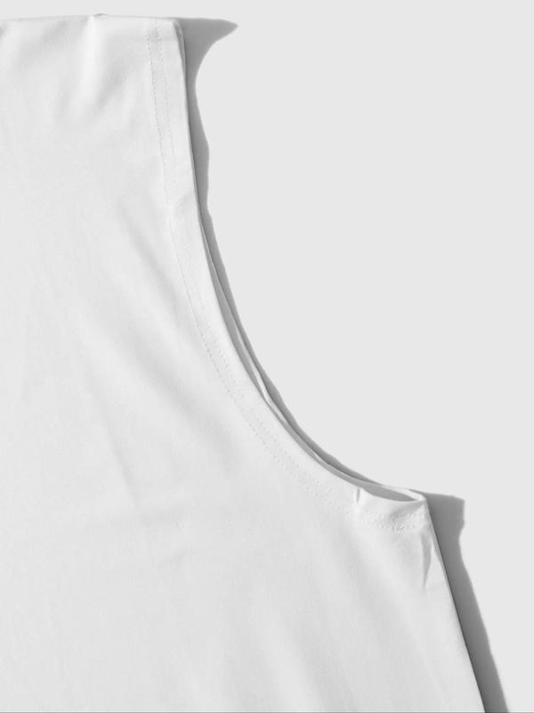 Men's Oversized Sleeveless Tank Top - "Casual Miami" Text & Palm Tree Graphic, Streetwear Style, Comfortable Fabric, Daily & Vacation Casual Outfits