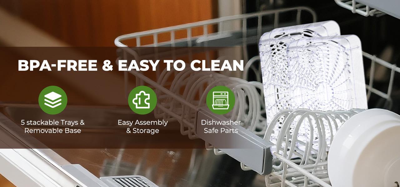 Rosewill Compact Food Dehydrator, 5 Stackable Trays with Adjustable 48H Timer and Temperature Control - Electric Food Preserver for Jerky, Fruits, Veggies, Meat & Dog Treats