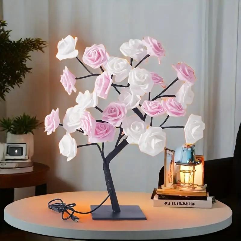 Rose Flower Design Tree Night Light, USB Powered Table Lamp, Versatile Indoor Room Lights for Bedroom, Holiday Decorative Lights, Perfect Valentine's Day Gift & Home Decor, Nightlight For Bedroom Rose Flower Design Tree Night Light, USB Powered Table Lamp, Versatile Indoor Room Lights for Bedroom, Holiday Decorative Lights, Perfect Valentine's Day Gift & Home Decor, Nightlight For Bedroom