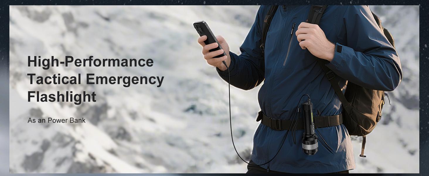 MARBERO Rechargeable Flashlight High Lumens with 4000mAh Battery Focused Beam Super Bright LED Powerful Flashlight 3 Modes Tactical Compact Portable Flashlight for Hiking Power Outage