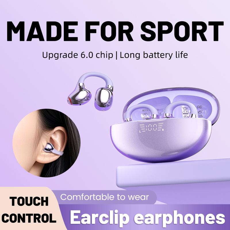 Open-Ear Ultra-Comfort Wireless Headphones Bluetooth 6.0 Earbuds IPX5 Waterproof HiFi Music Earphones with Microphone for Small Ears Sports Running Exercise Perfect for sports and running slim hook