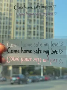 4PCS come home safe my love Vinyl Car Rearview Mirror Sticker Decal for Women Universal Car Decoration Accessories for Girlfriend Boyfriend Wife