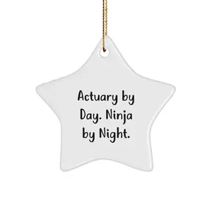 Funny Actuary Gifts for Men Christmas Star Ornament - Actuary By Day. Ninja By Night. - Gifts from Family for Friends