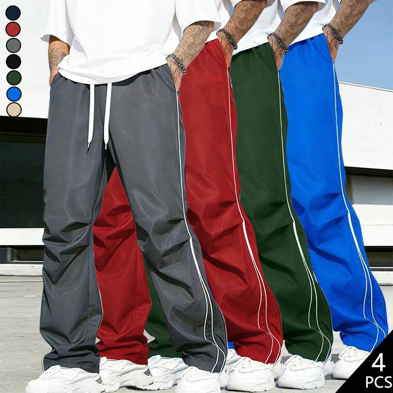 Men’s fashion loose pants with side stripes, comfortable breathable casual jogger sweatpants for all seasons, suitable for outdoor activities and sporty looks—an ideal gift for a husband, son, or boyfriend