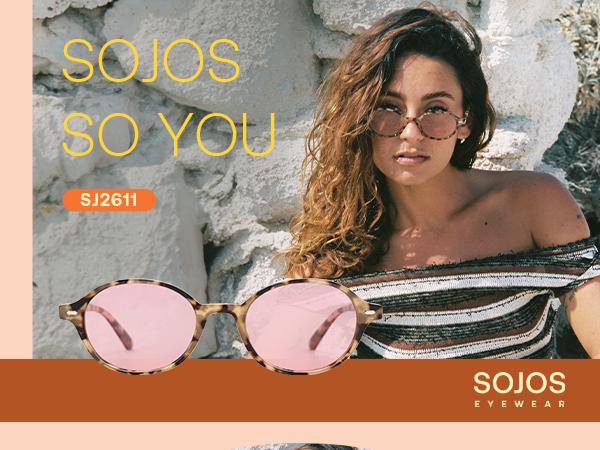 SOJOS Trendy Oval Polarized Sunglasses for Women Men, Chic Retro Small Narrow Round Womens Mens Sunnies