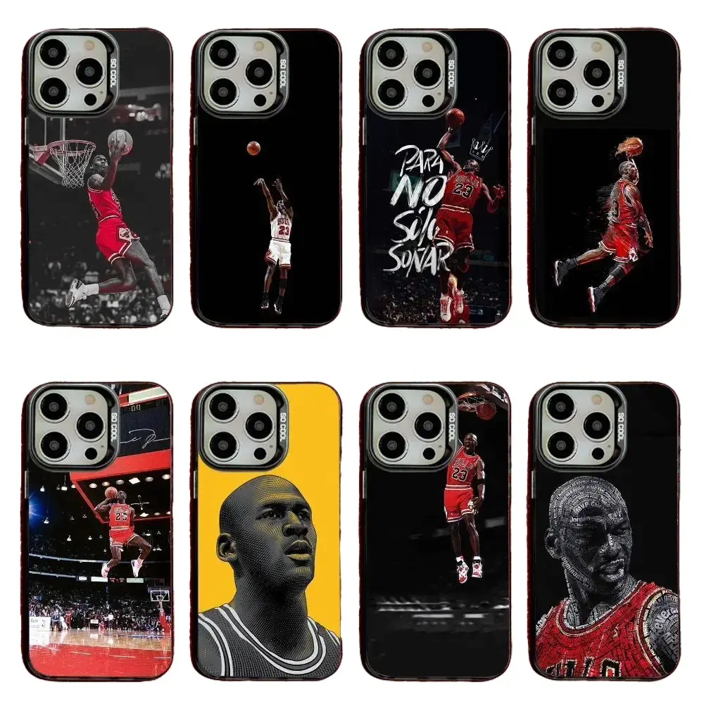 Jordan 23 Hyperrealism Glam Basketball Smartphone Case - Gray Matte Silicone, Black Soft TPU Cover, Waterproof Accessory for iPhone 17 Air, 16, 15, 14, 14 Pro, 13, 12, Pro, MAX