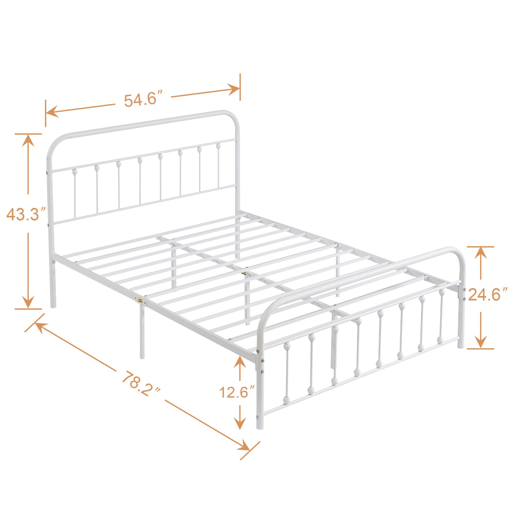 VECELO Classic Metal Platform Bed Frame Mattress Foundation with Victorian Style Iron-Art Headboard/Footboard/Under Bed Storage/No Box Spring Needed/Queen Size Black VECELO Classic Metal Platform Bed Frame Mattress Foundation with Victorian Style Iron-Art Headboard/Footboard/Under Bed Storage/No Box Spring Needed/Queen Size Black