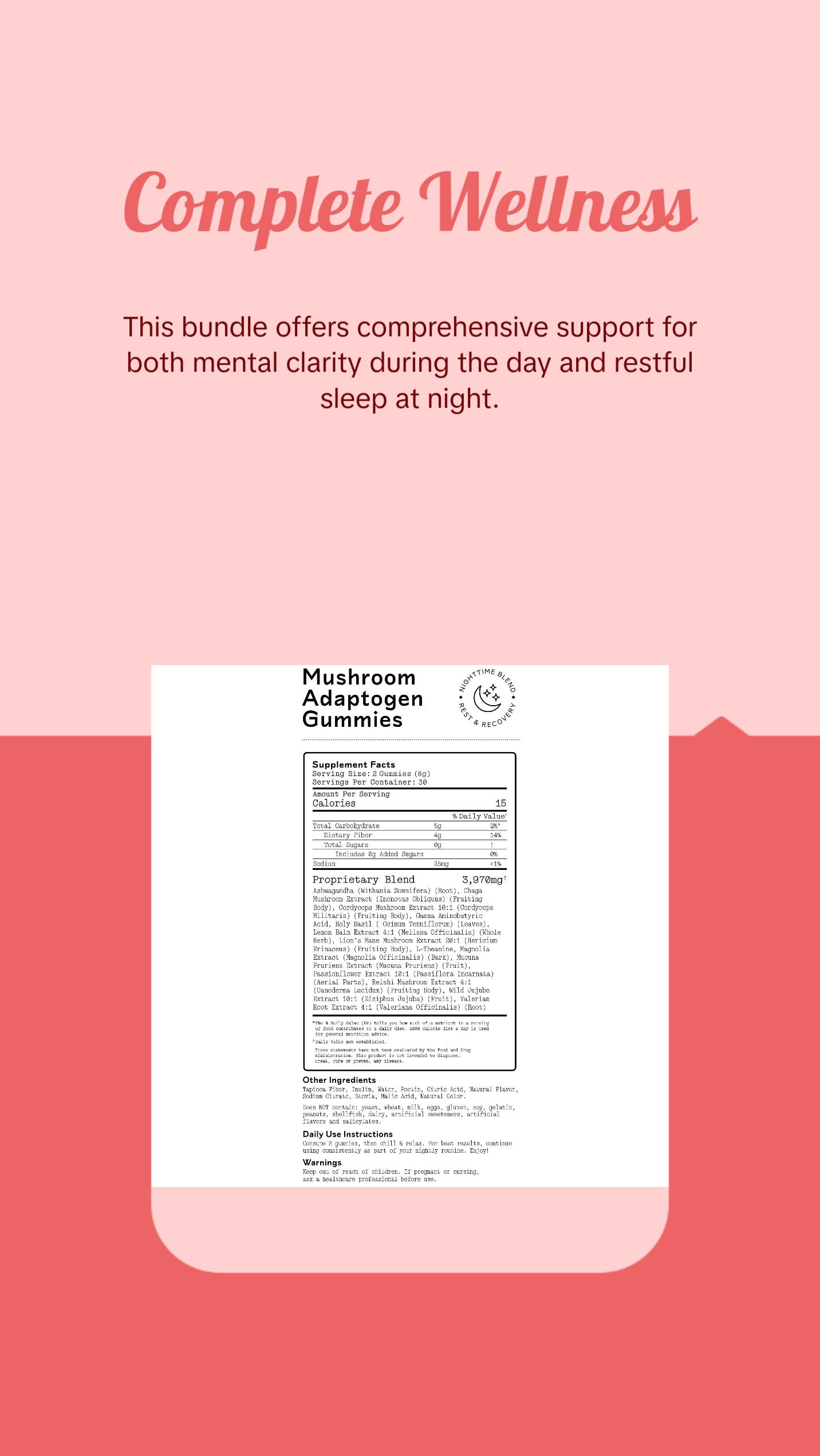 Day & Night Mushroom Adaptogen Duo Healthcare Natural Dietary Edible