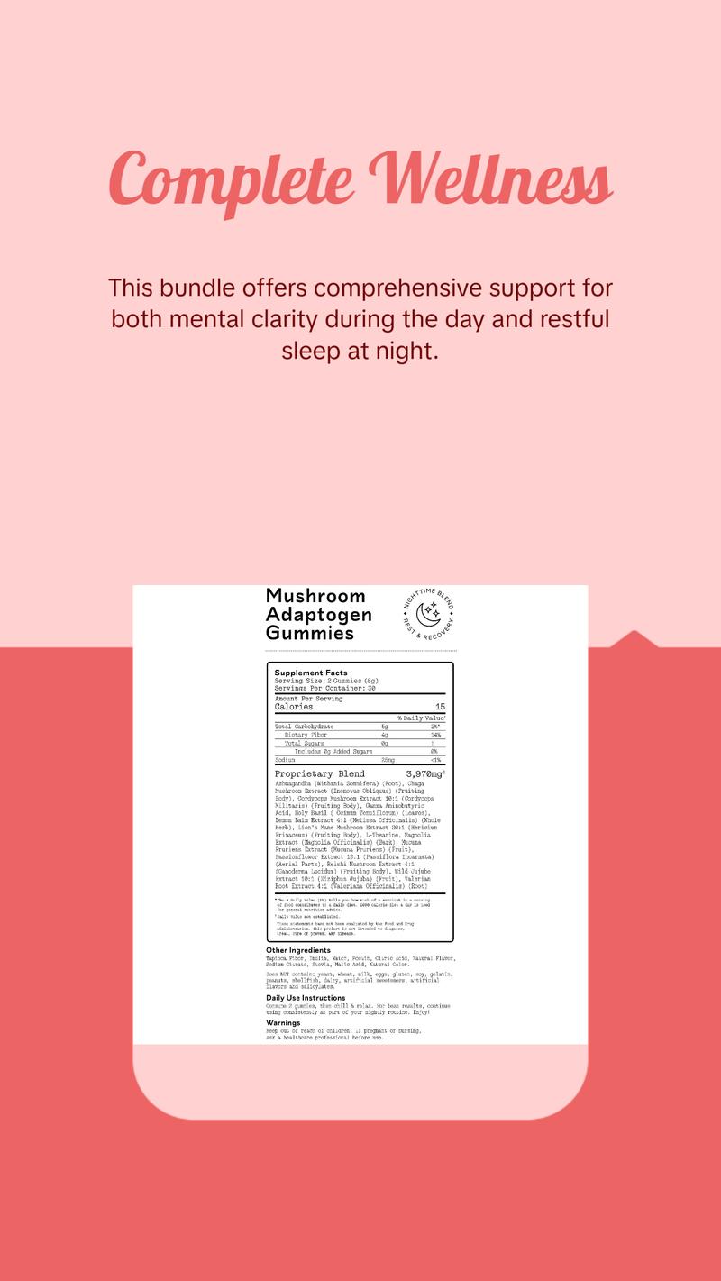 Day & Night Mushroom Adaptogen Duo Healthcare Natural Dietary Edible