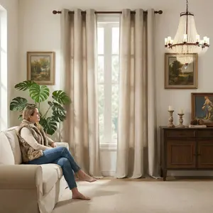 Curtain Club 2 Panels 34x84inch of fully opaque solid color circle-patterned curtains, 100% light-blocking, thick, wrinkle-free, and with a high-end feel.Blackout Privacy Grommet Curtains Set L69
