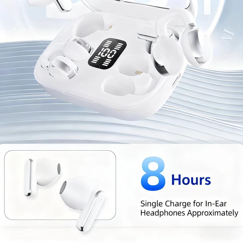 Fluffdrip Q10 2026 Wireless Earbuds 2 Pairs Clip-On Sleep TWS Couples Fashion Mini Headset Music Gaming Deep BassClip-on Sleep earbuds Stereo HD Calling  for Android iPhone Sports Earpieces tiny size invisible earbuds 2-in-1 wireless bluetooth twins