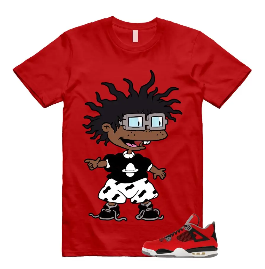 4 Toro Bravo Fire Red White Black Cement Grey 2026 T Shirt Match Make Chucky, Cotton Unisex Graphic T-Shirt Breathable Top