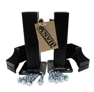 No Welding SLIP FIT 1" Rail Post Repair KIT 2 mounts w/base covers 6 1/2" high one inch rusted broke post pockets INSIDE Bracket Black w/ hardware