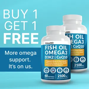 (Pack of 2) 5-in-1 Fish Oil Omega 3 Supplement with CoQ10, Vitamins D3 & K2, 120 ct Burpless Supplements - Omega 3 Fish Oil EPA DHA, Lemon Flavored Fatty Acid Supplements with CoQ10 100mg omega3 fishoil