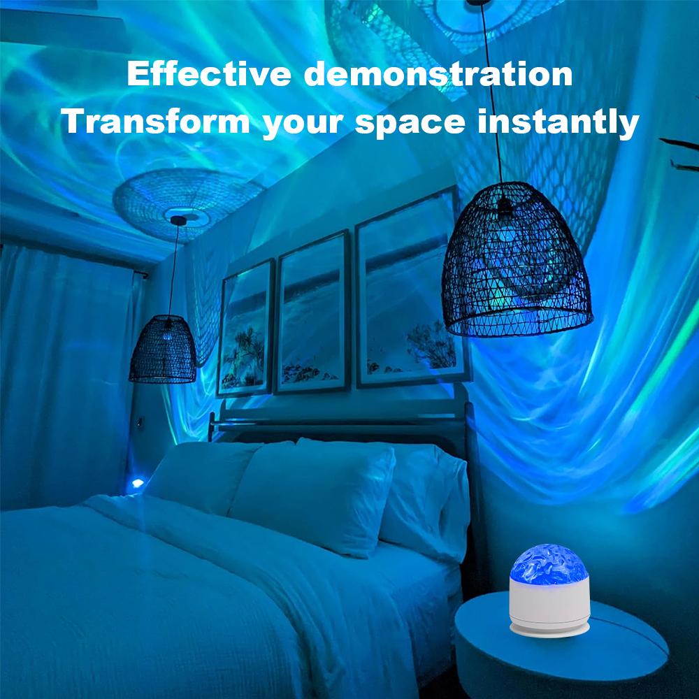 2 Scene-7 Color Star Projector Light with Music Rhythm, Ocean Wave & 3D Water Ripple Effects, Romantic Night Light for Bedroom, Party, Best Gift for Kids & Lovers
