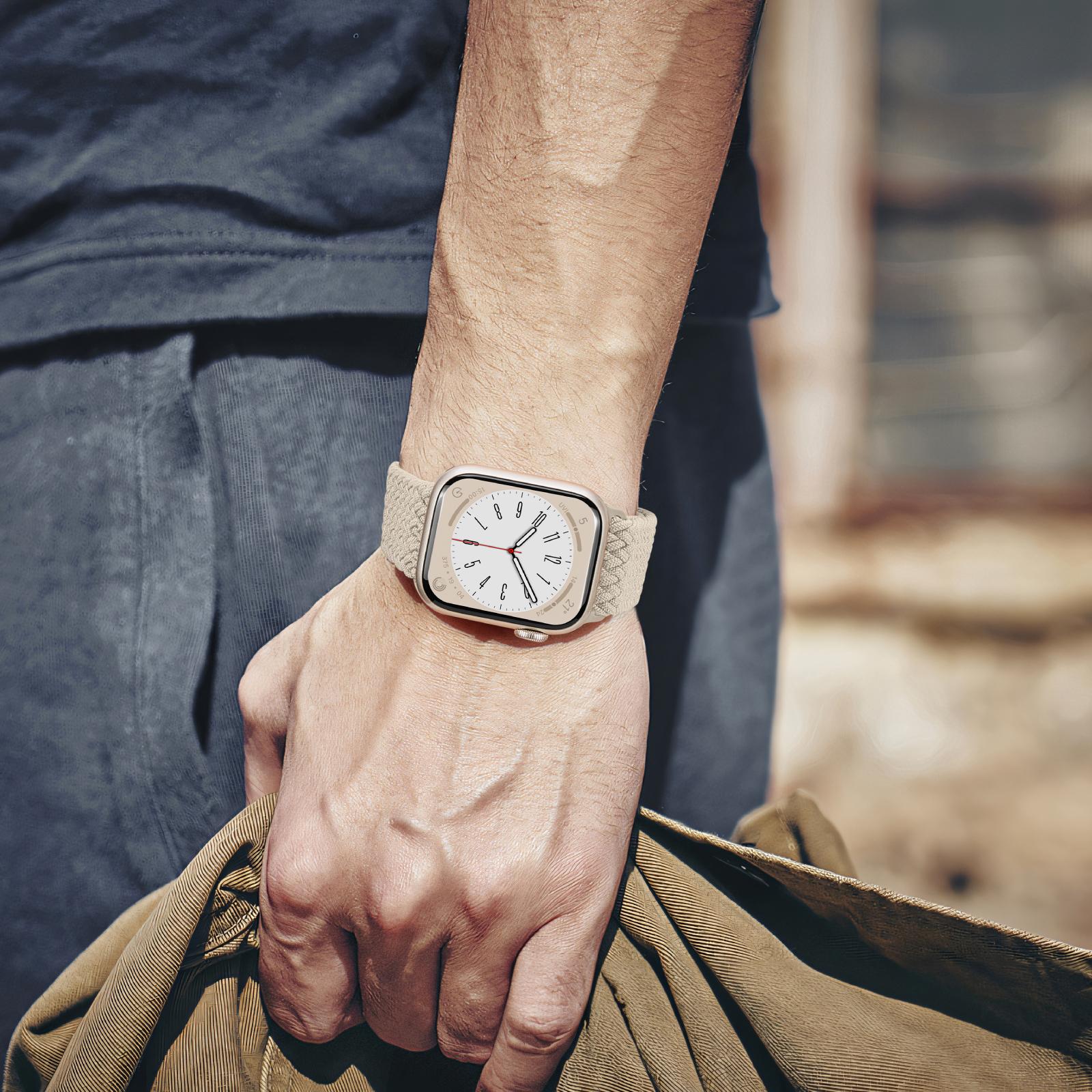 Suitisbest Braided Stretchy Bracelet Band Compatible with Apple Watch 38/40/41/42/44/45/46/49mm, Magnetic Clasp Soft Nylon Braided Sport Solo Loop