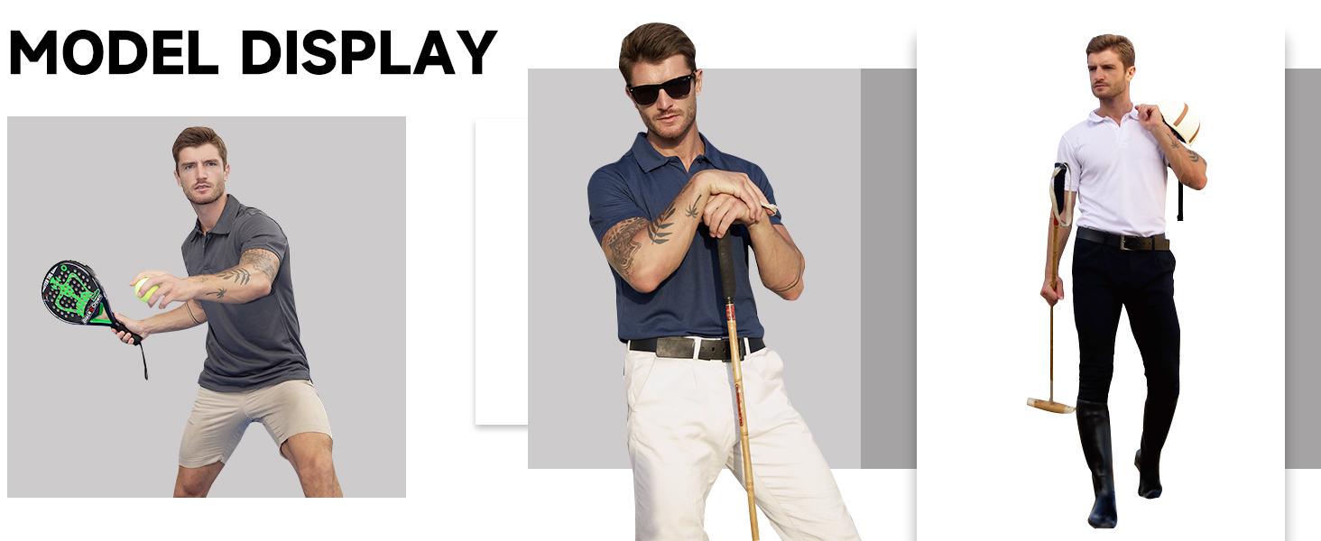 【Purchase one size larger】3/5 Pack SummerVibes Men's Solid Color Sports Polo Shirt Moisture Wicking Breathable Comfortable Short Sleeve Collared Top for Golf Baseball Tennis Sportswear for All Seasons Athletic Top
